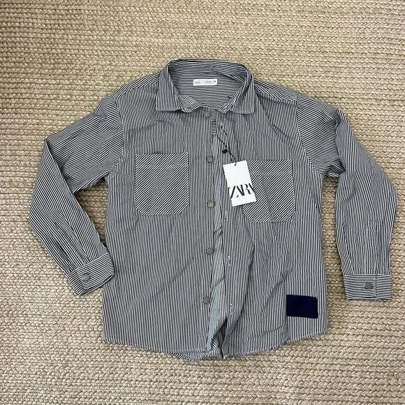NWT Zara striped long sleeve shirt women’s size11-12 small H216 - Picture 1 of 5